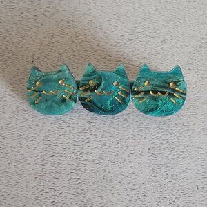 Green Cat Faces Hair Clip